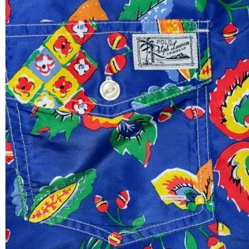 Polo Ralph Lauren Mens XLT Blue Tropical Swim Trunks Big & Tall Swim Shorts NWOT